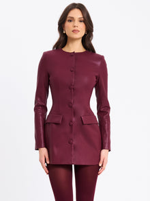 Baila Vegan Leather Blazer Mini Dress | Burgundy