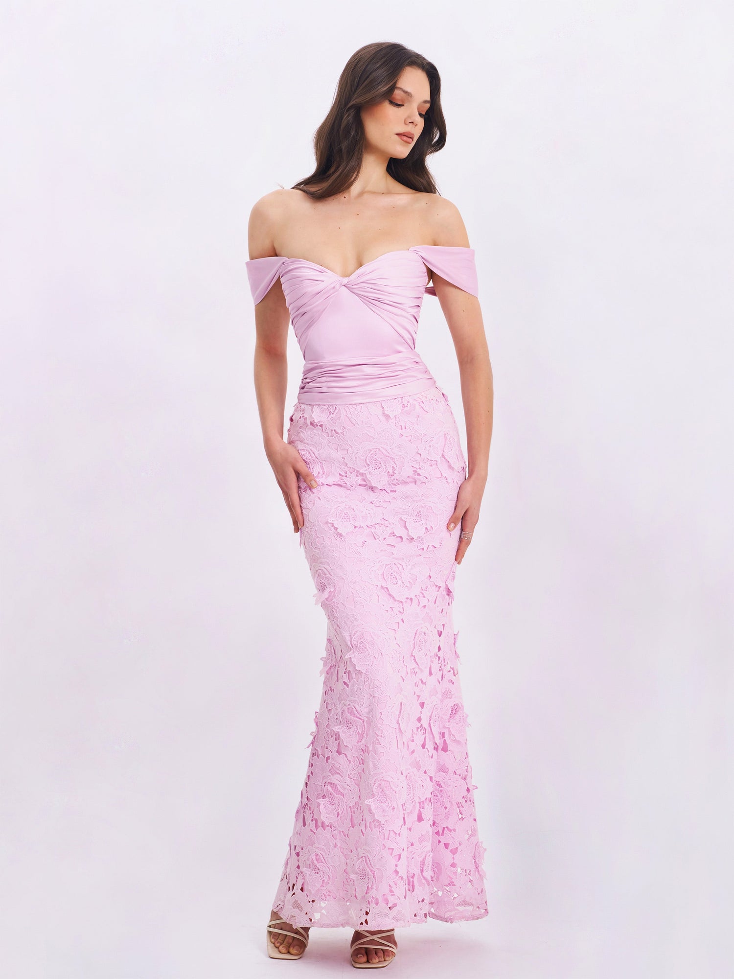 Floral Lace Mermaid Gown | Dahlia Pink