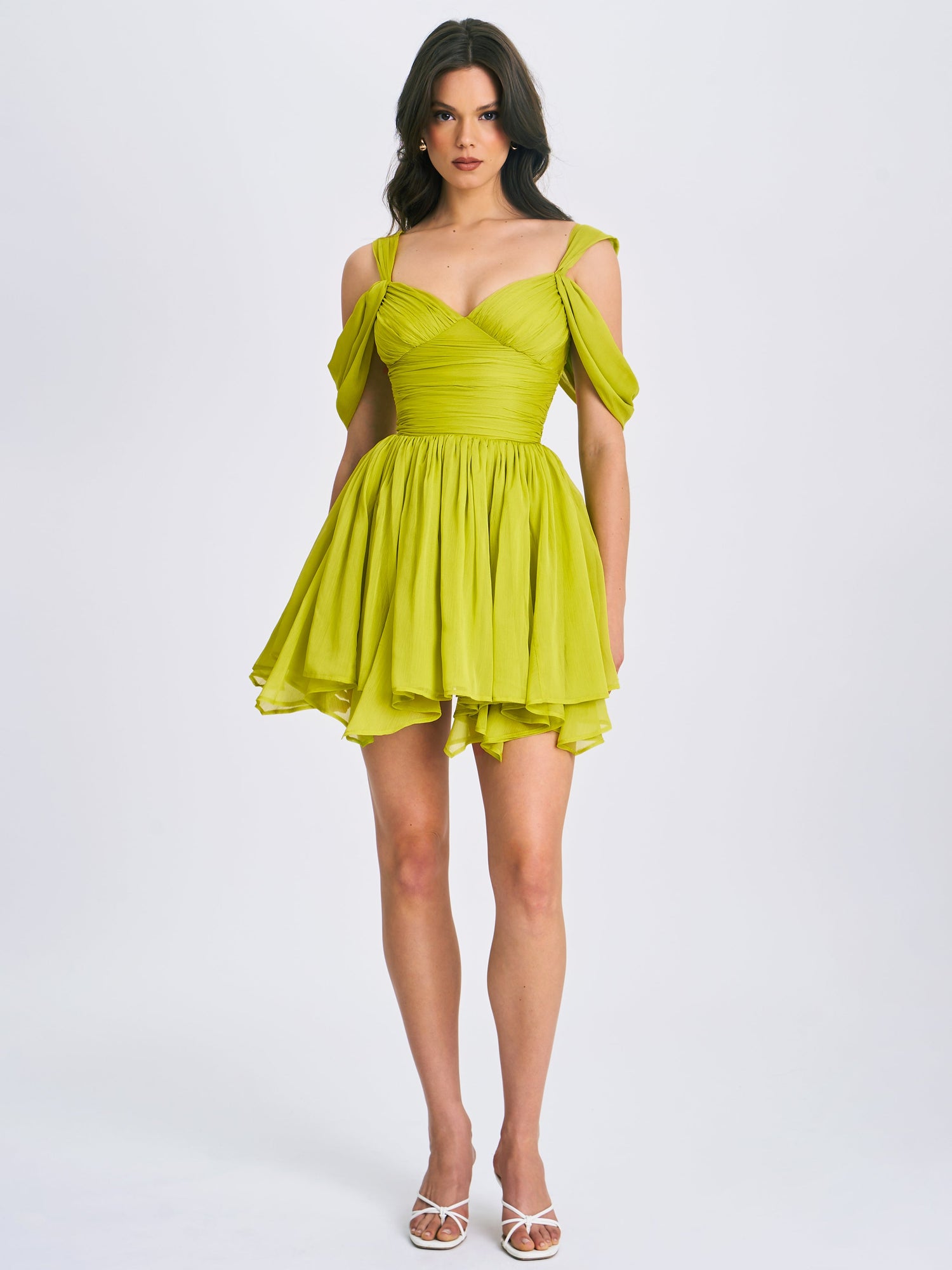 Frani Layered Mesh Mini Dress | Olive Green