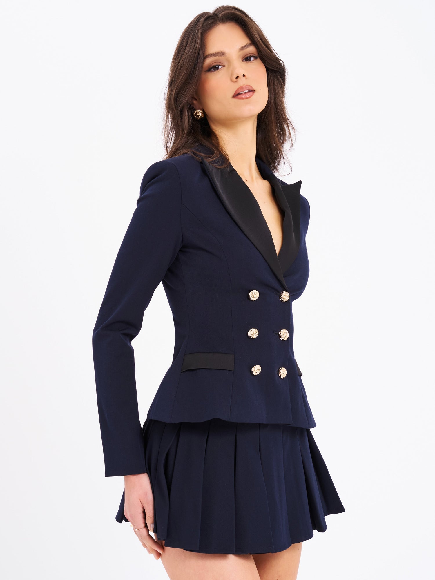 Nasya Pleated Mini Skort | Navy Blue