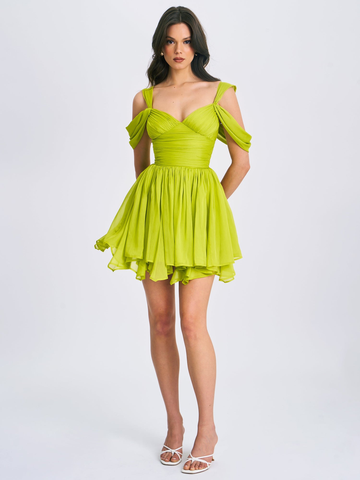 Frani Layered Mesh Mini Dress | Olive Green