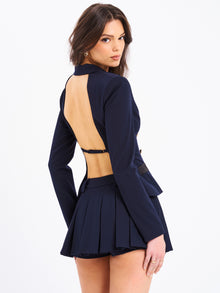Nasya Pleated Mini Skort | Navy Blue