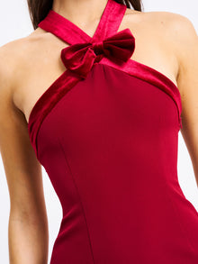 Barbra Cross Straps Bodycon Mini Dress with Bubble Hem | Red