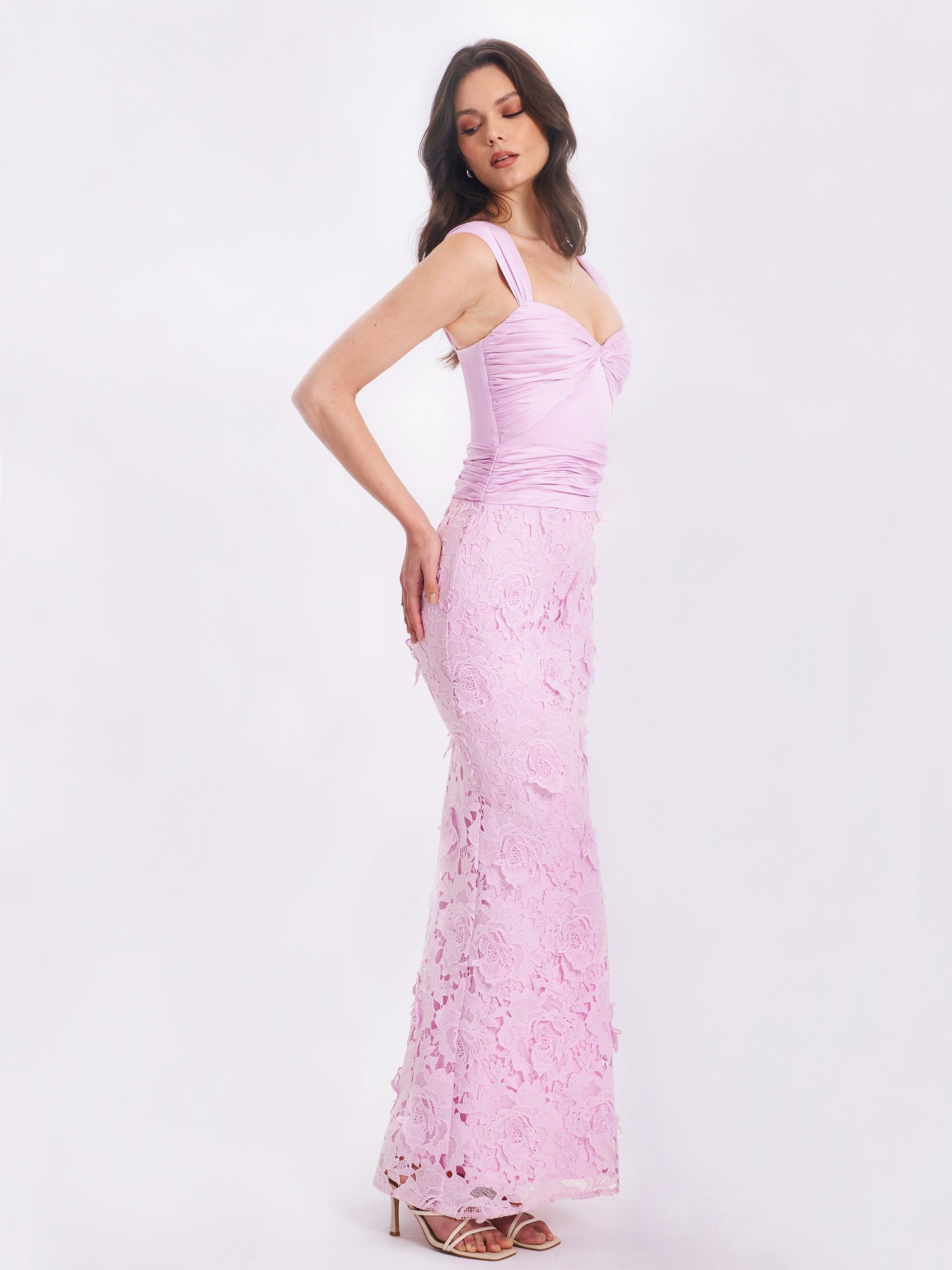 Floral Lace Mermaid Gown | Dahlia Pink