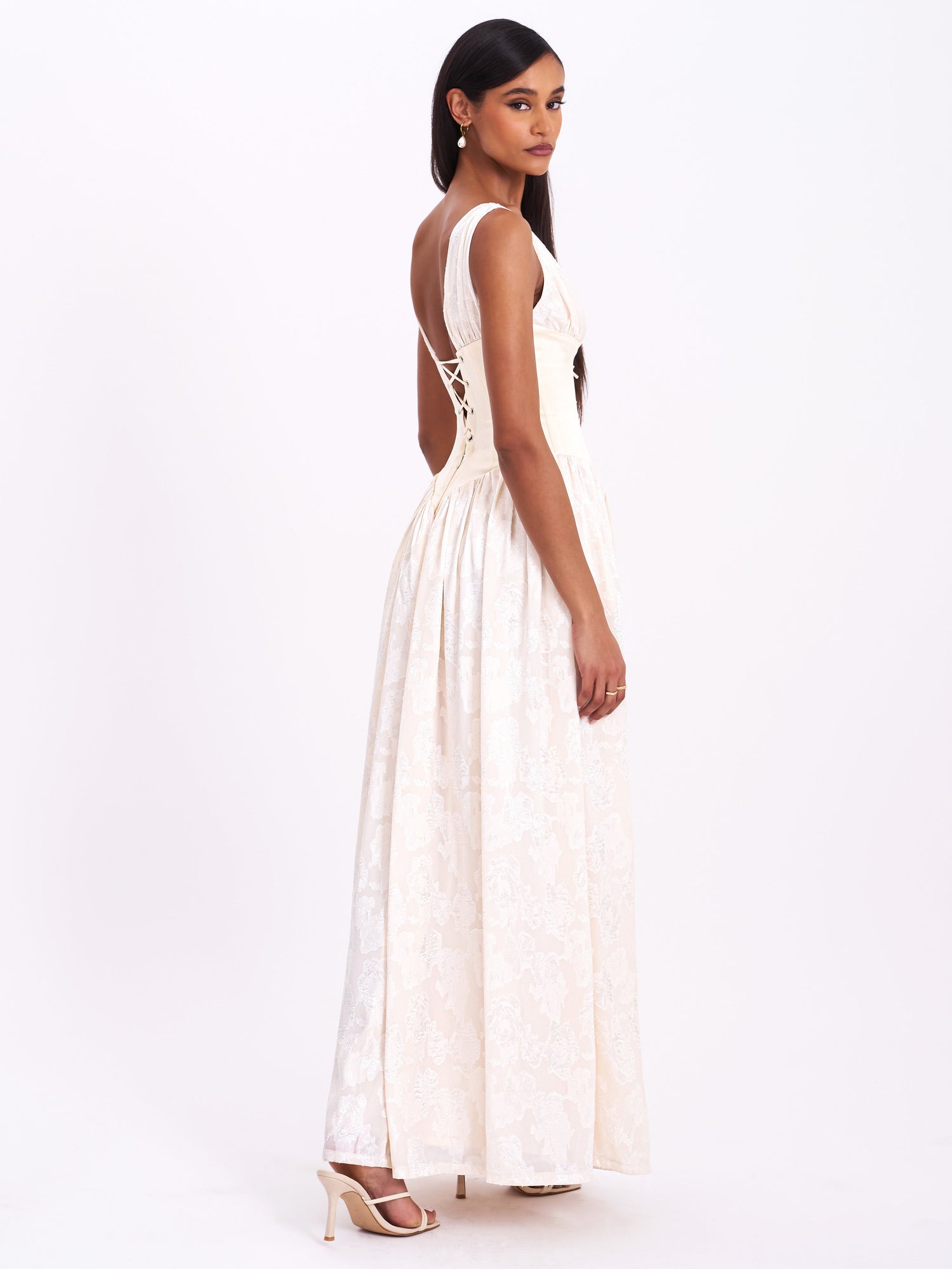 Sabrina High Slit Jacquard Maxi Dress | Butter Yellow