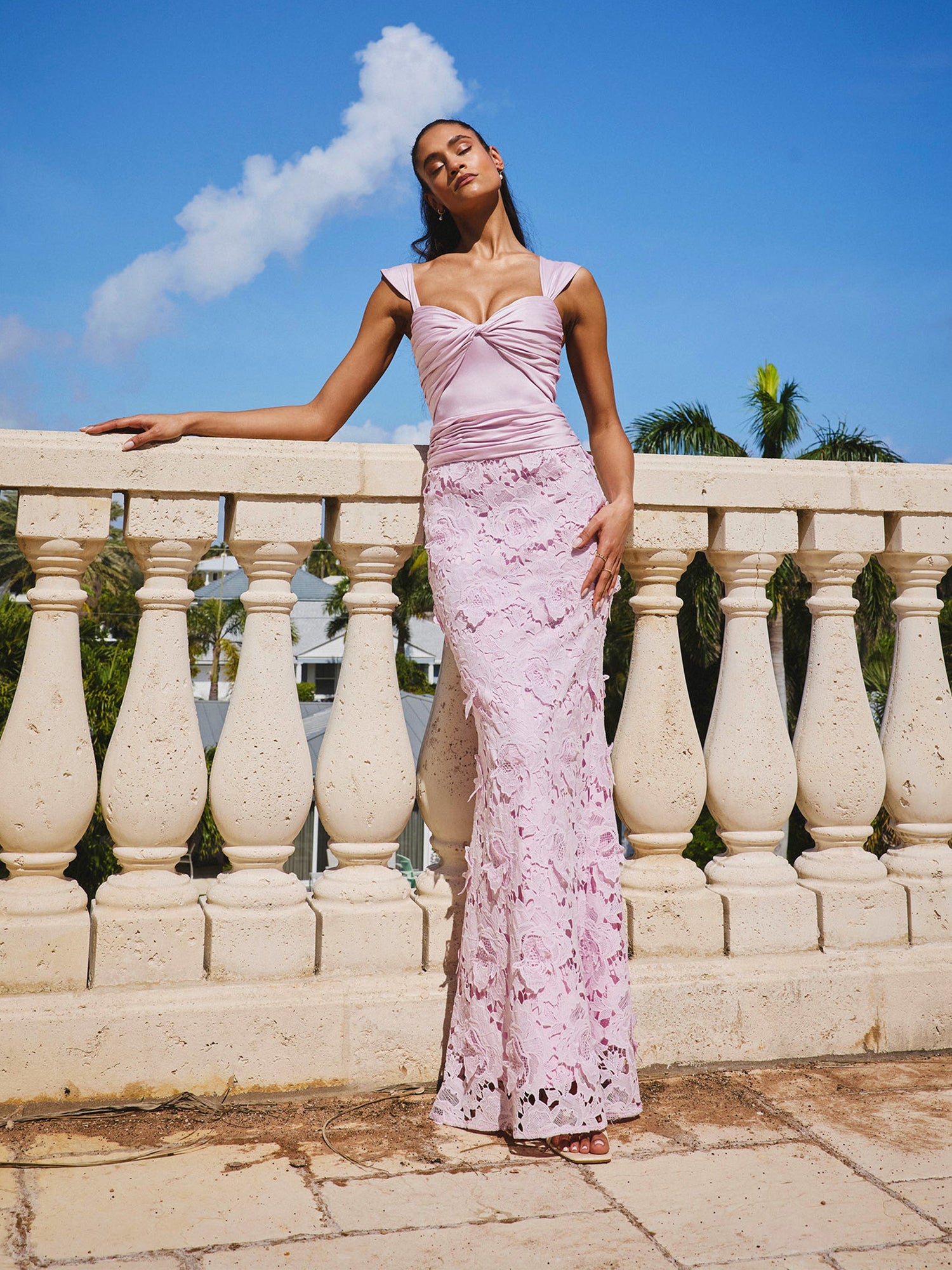 Floral Lace Mermaid Gown | Dahlia Pink