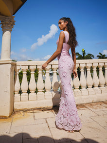 Floral Lace Mermaid Gown | Dahlia Pink