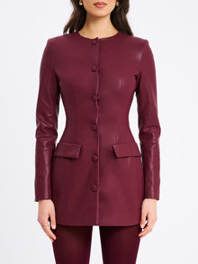 Baila Vegan Leather Blazer Mini Dress | Burgundy