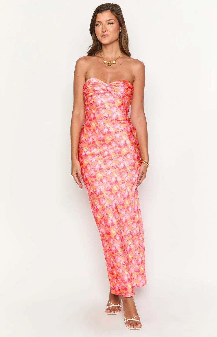 Ashley Formal Maxi Dress | Pink And Orange Floral