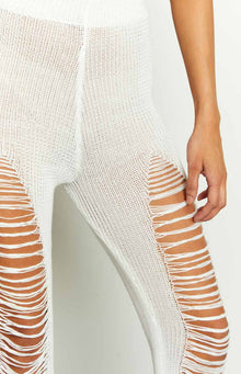 Aviva Ladder Knit Flare Pants | White