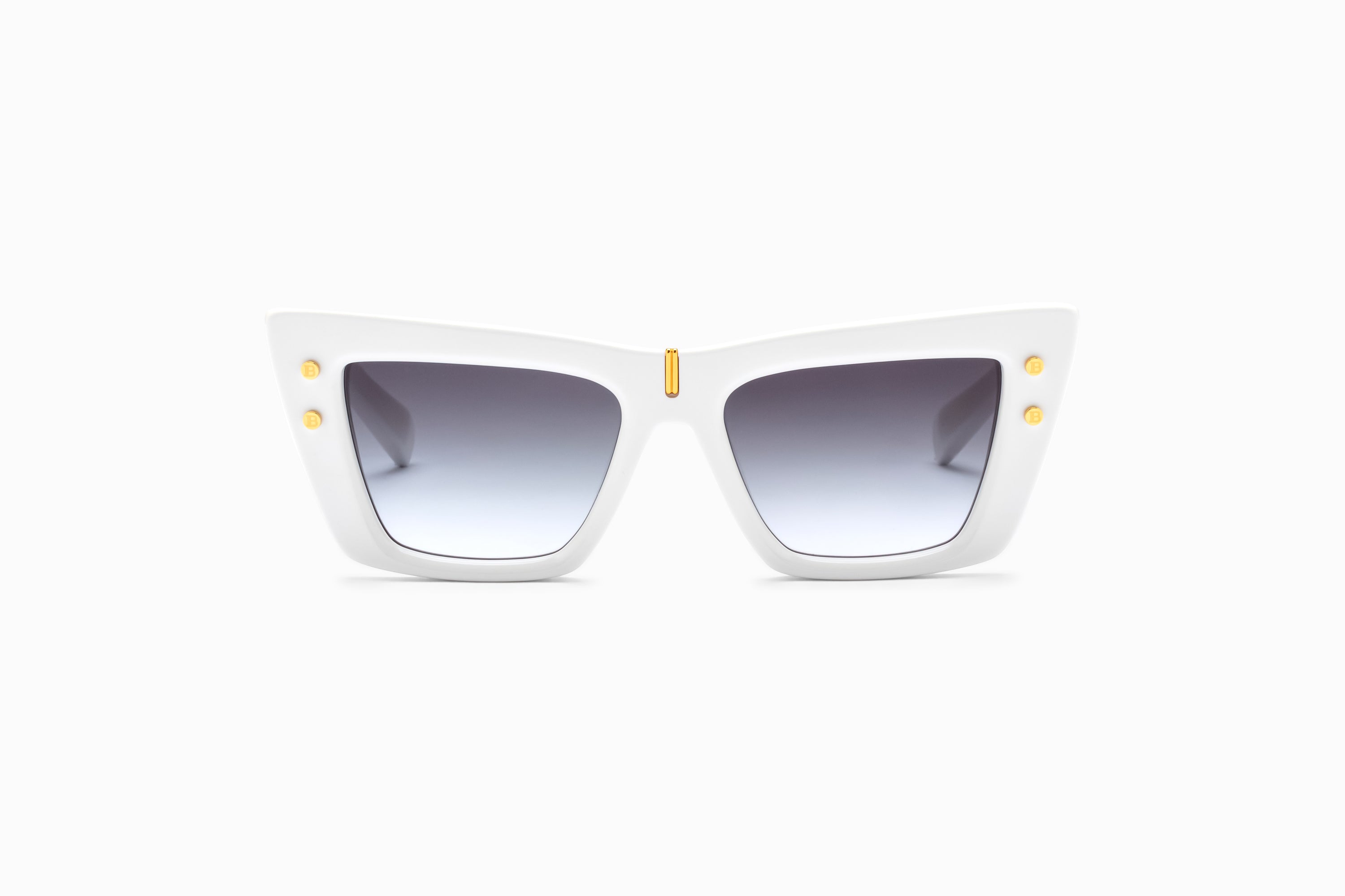 Womens | B - Eye Sunglass | White - Gold | Dark Grey Gradient