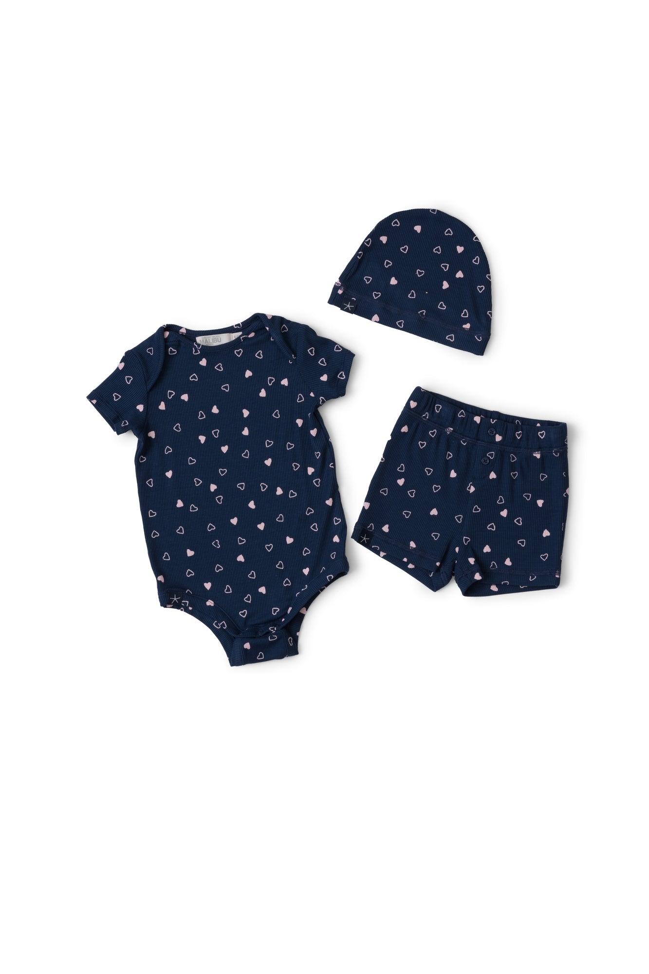 Baby | Ultra Soft Rib Set | Marine/Pink Peonie