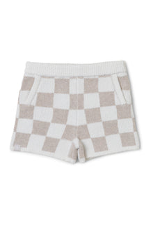 Toddler | CozyChic Cotton Checkered Short | Oatmeal/Cream