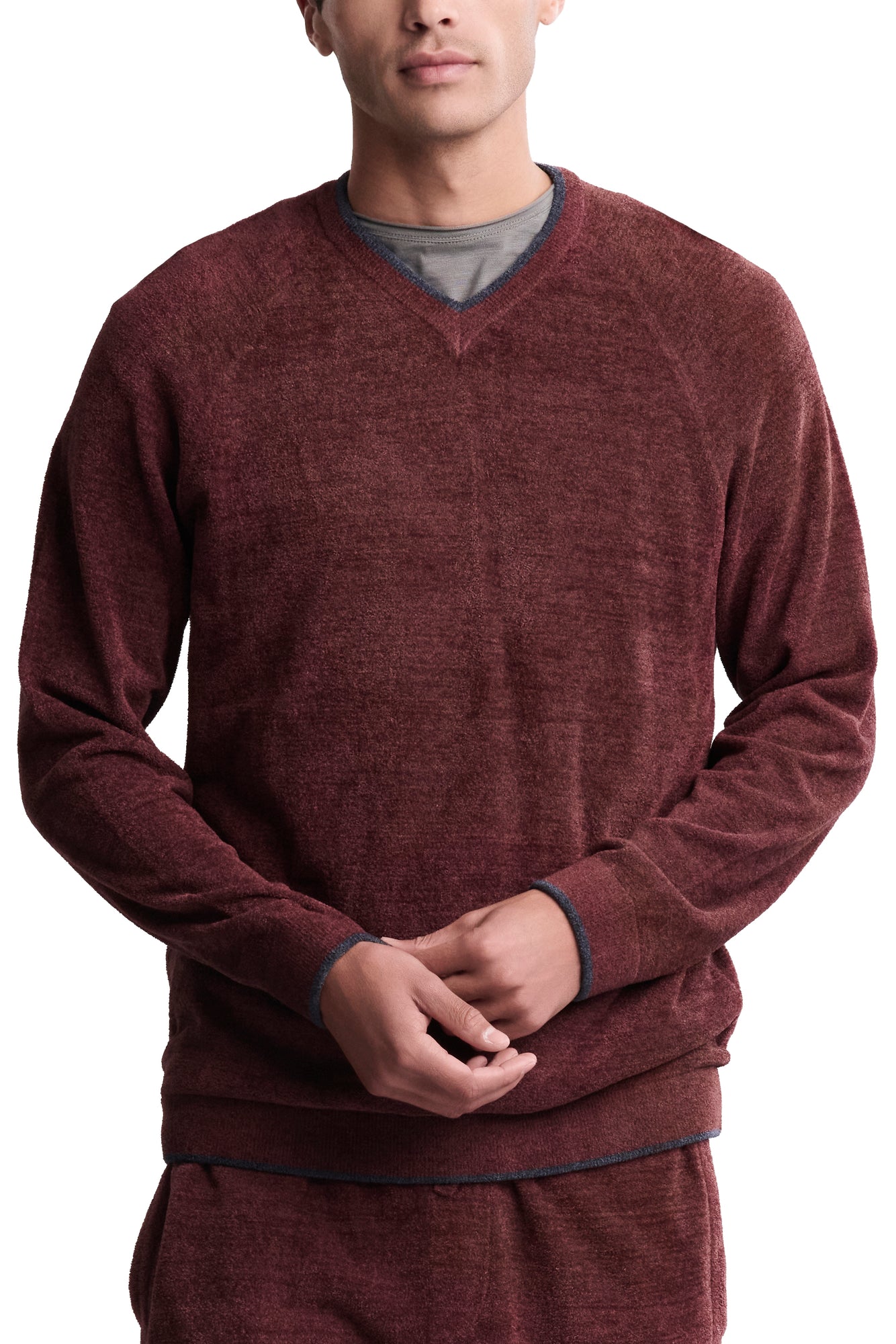 Mens | CozyChic Ultra Lite V-Neck | Deep Aubergine