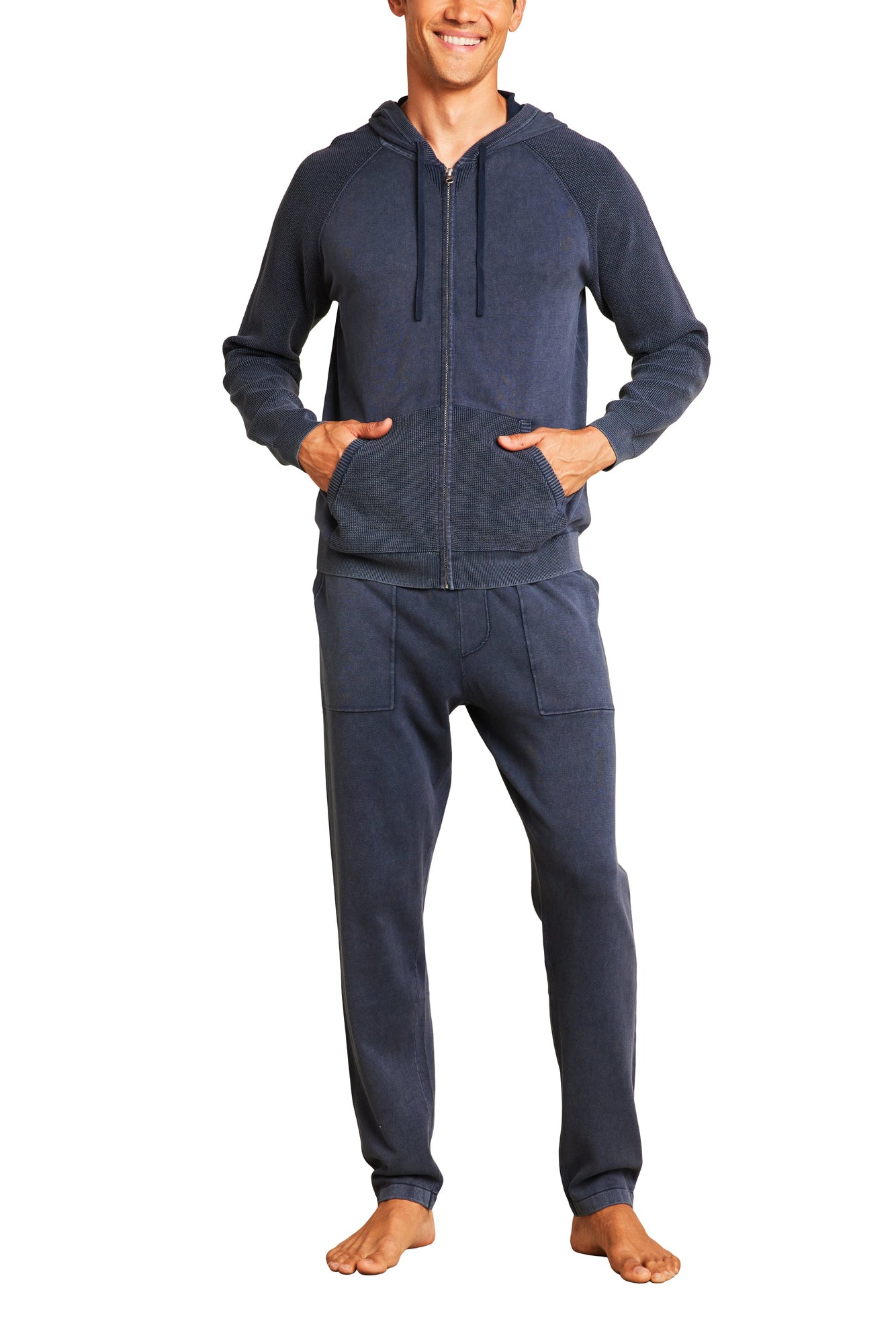Mens | Sunbleach Zip Up Hoodie | Indigo