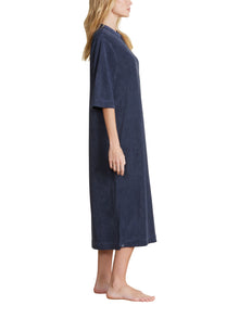 Womens | CozyTerry Placket Caftan | Indigo