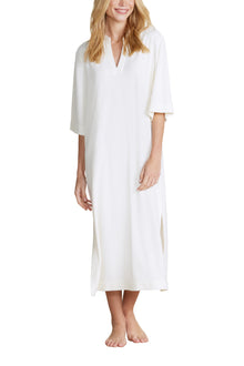 Womens | CozyTerry Placket Caftan | Pearl