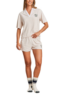 Womens | CozyTerry Polo | Sand Dune/Sea Salt