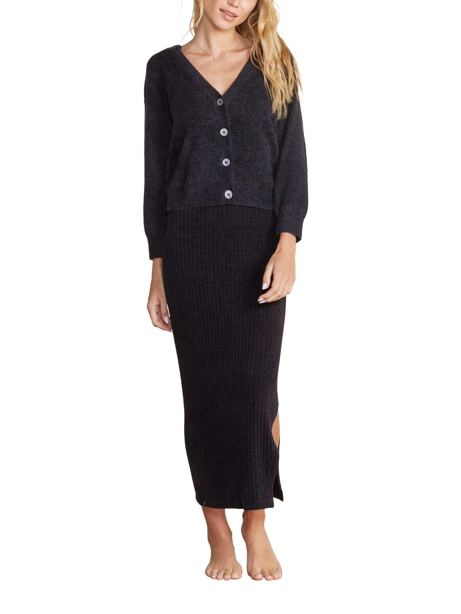 Womens | CozyChic Lite Diamond Pointelle Cardigan | Black