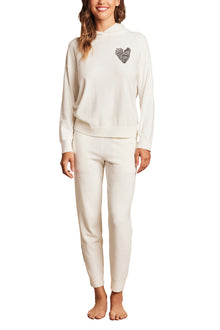 Womens | CozyChic Ultra Lite Embroidered Heart Hoodie | Pearl/Carbon