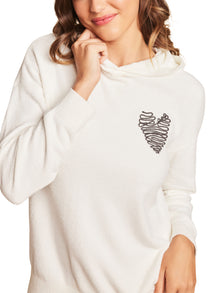 Womens | CozyChic Ultra Lite Embroidered Heart Hoodie | Pearl/Carbon
