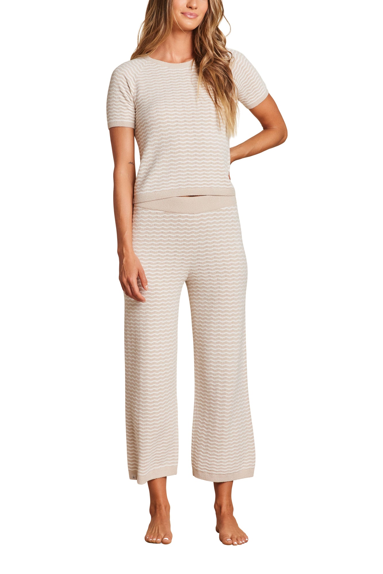 Womens | CozyChic Ultra Lite Pointelle Short Sleeve | Stone/Pearl