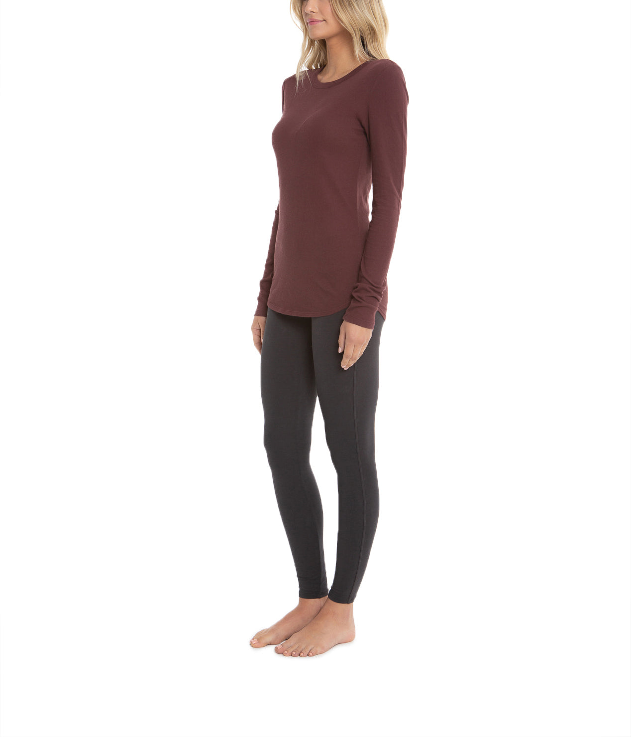 Womens | Malibu Collection Loose Jersey Long Sleeve Tee | Rosewood