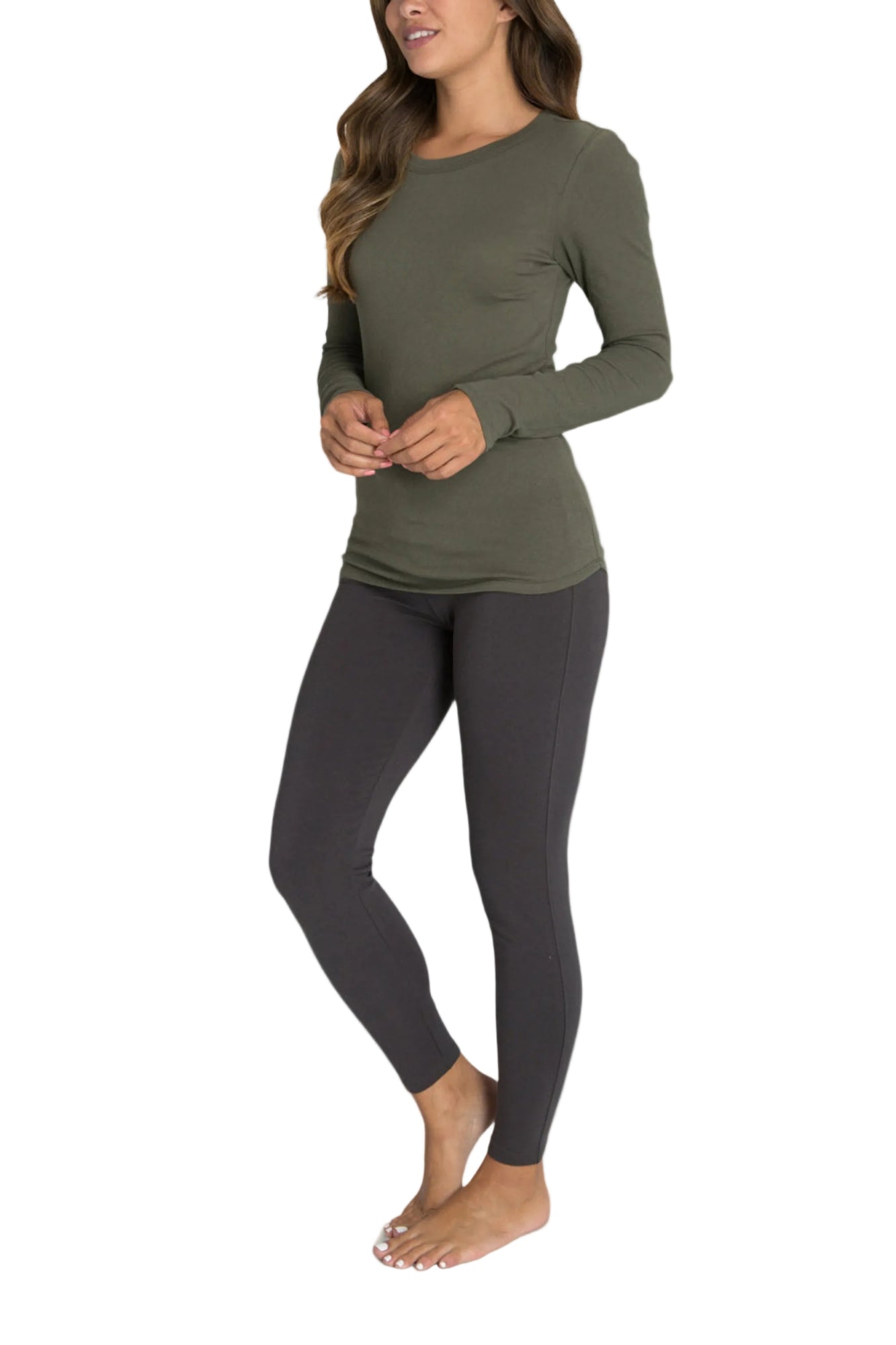 Womens | Malibu Collection Loose Jersey Long Sleeve Tee | Olive