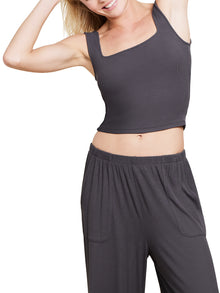 Womens | Malibu Collection Ultra Soft Rib Cropped Tank | Carbon