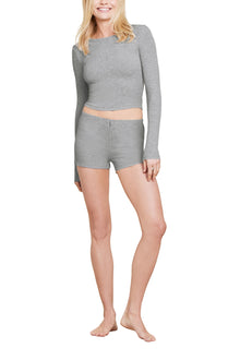 Womens | Malibu Collection Ultra Soft Rib Boxer Short | Heather Gray