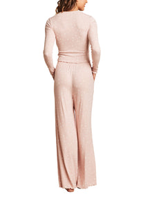 Womens | Ultra Soft Rib Lettuce Hem Long Sleeve Shirt | Dusty Rose/Pearl
