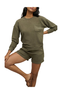 Womens | Malibu Collection Brushed Fleece Short Set | Khaki Green