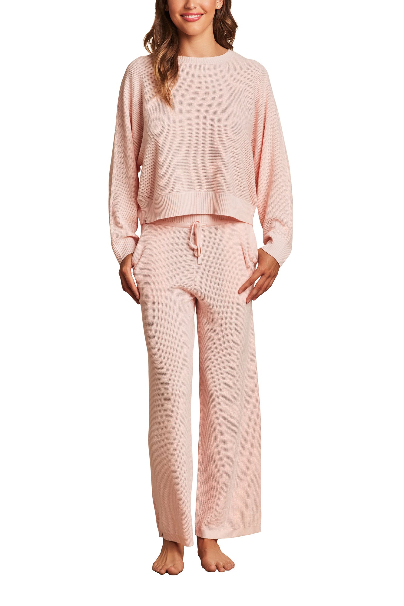 Womens | Luxeblend Waffle Knit Pullover | Bella Pink
