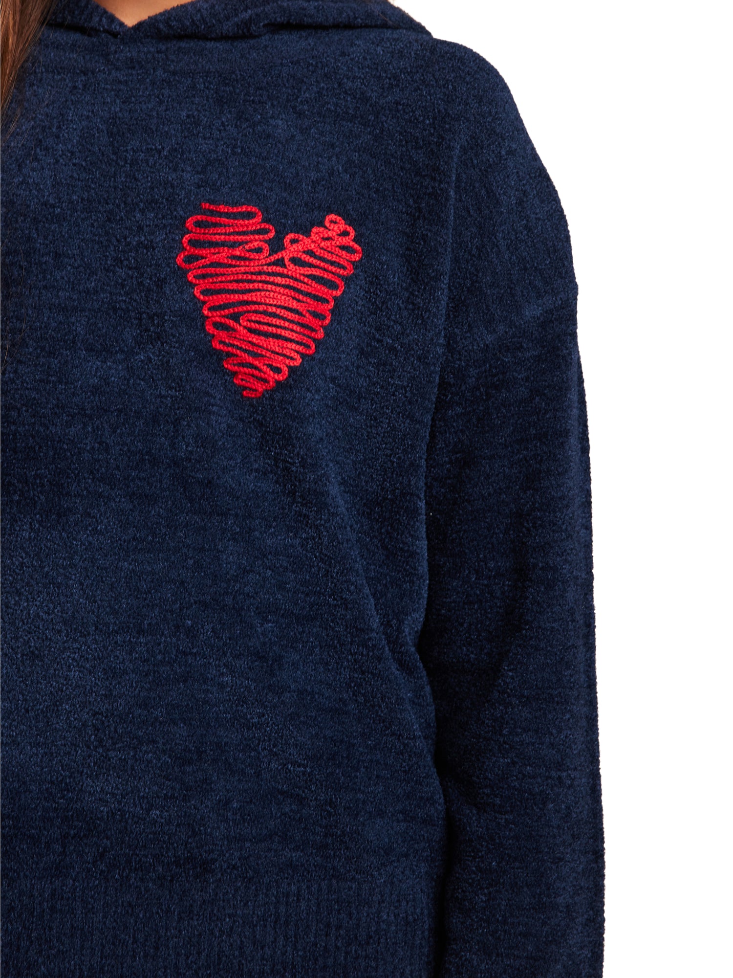 Youth | CozyChic Ultra Lite Embroidered Heart Hoodie | Marine/Scarlet