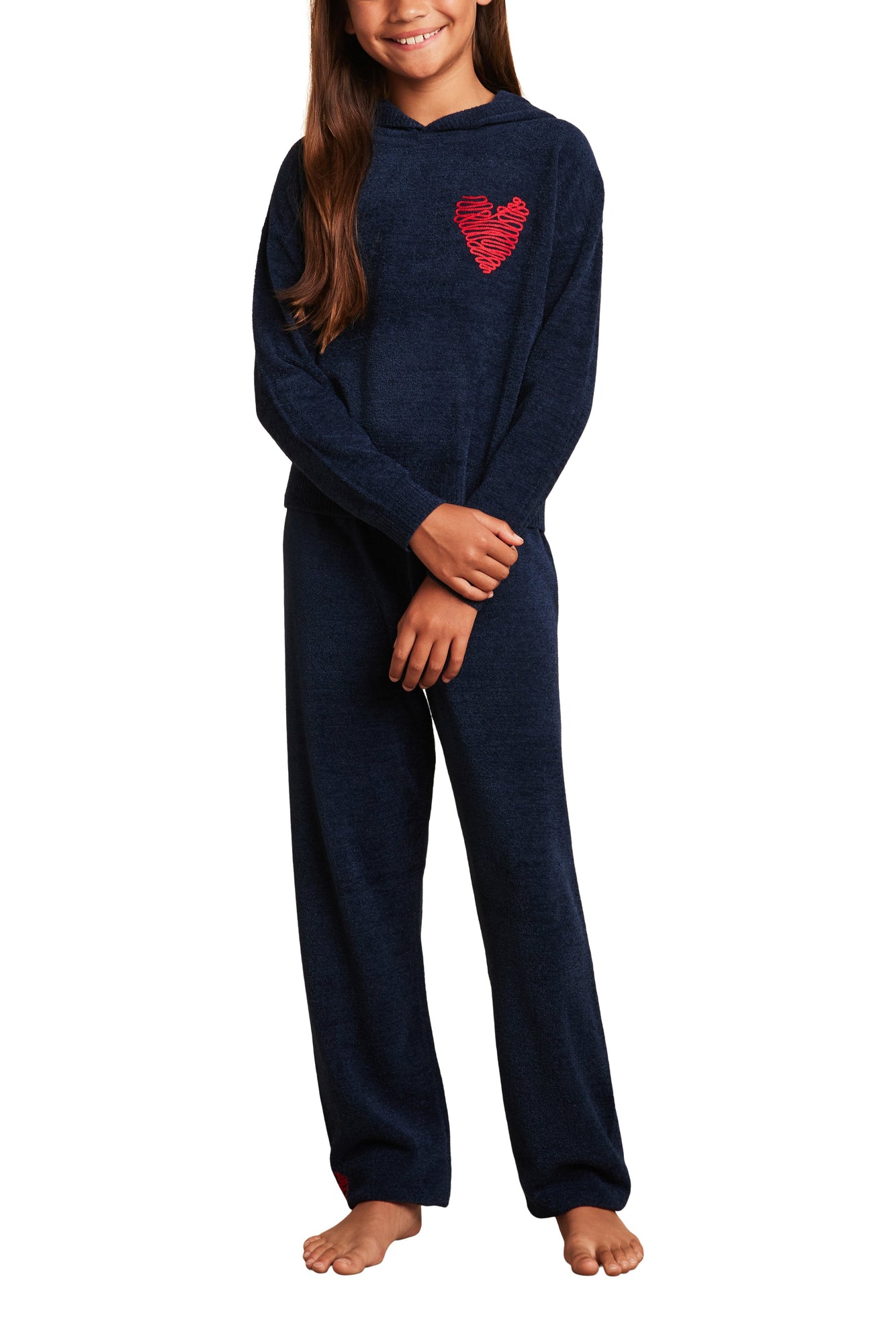 Youth | CozyChic Ultra Lite Embroidered Heart Pant | Marine/Scarlet