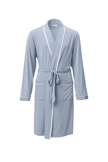 Youth | Malibu Collection Soft Jersey Piped Robe | Moonbeam/White