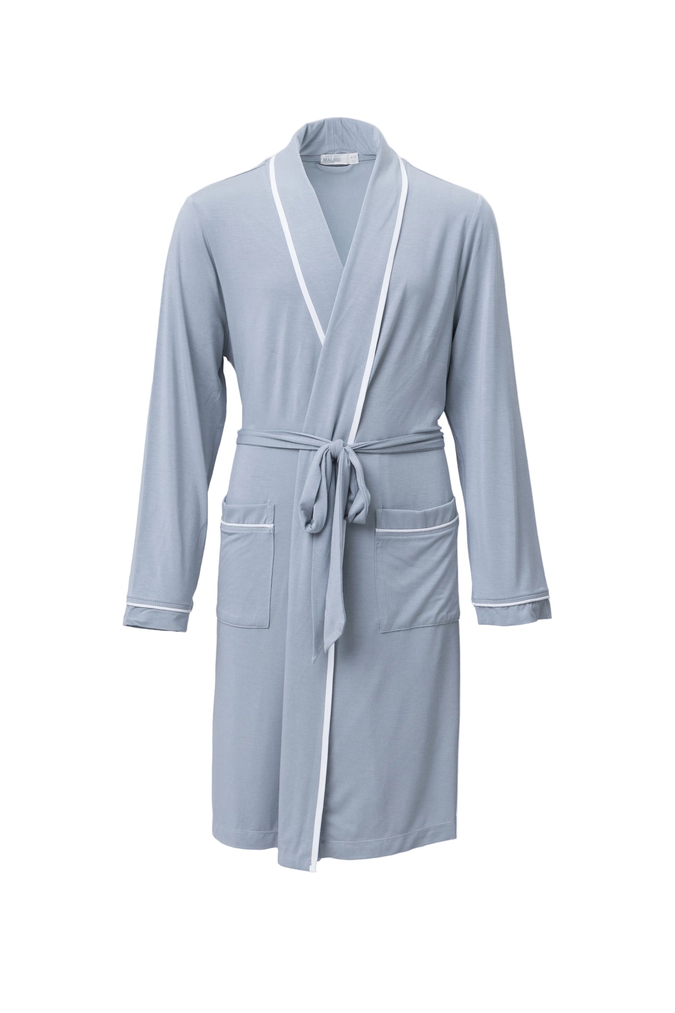 Youth | Malibu Collection Soft Jersey Piped Robe | Moonbeam/White