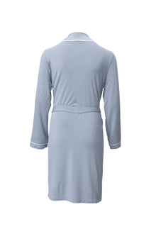 Youth | Malibu Collection Soft Jersey Piped Robe | Moonbeam/White