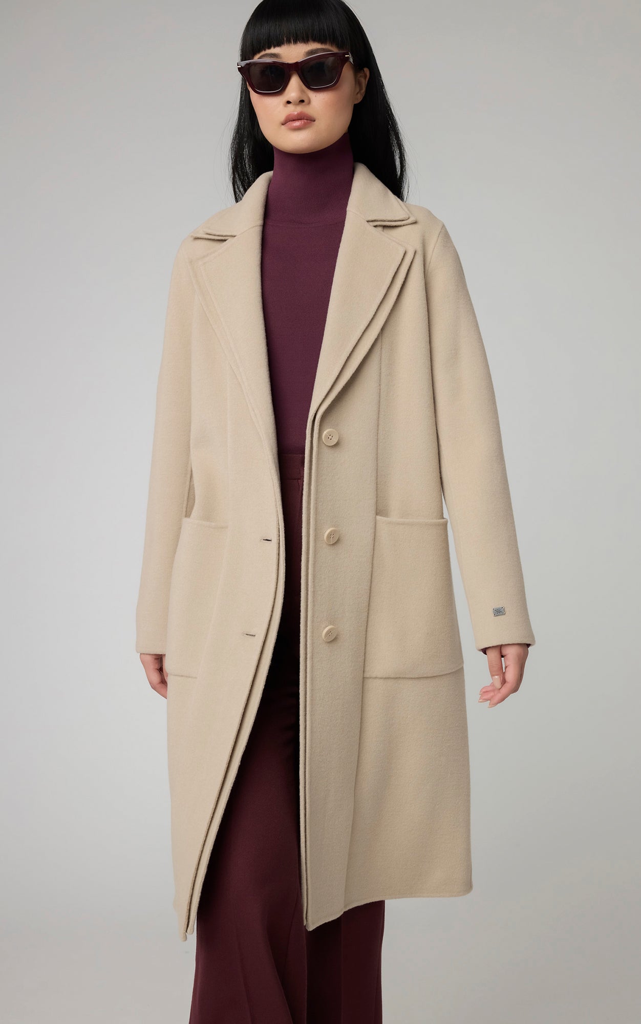 Benicia Straight-Fit Double Face Wool Coat With Double Collar | Hush