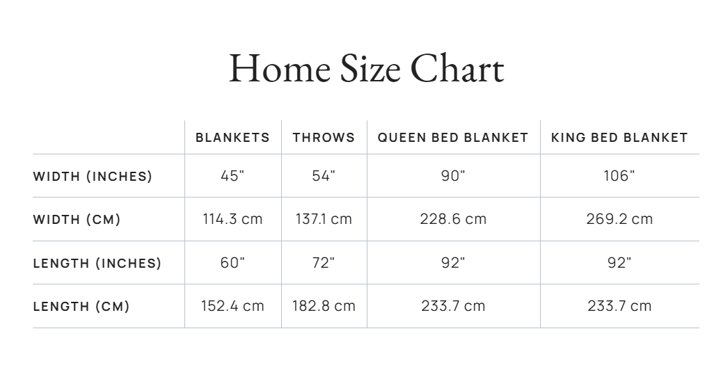 Product size guide