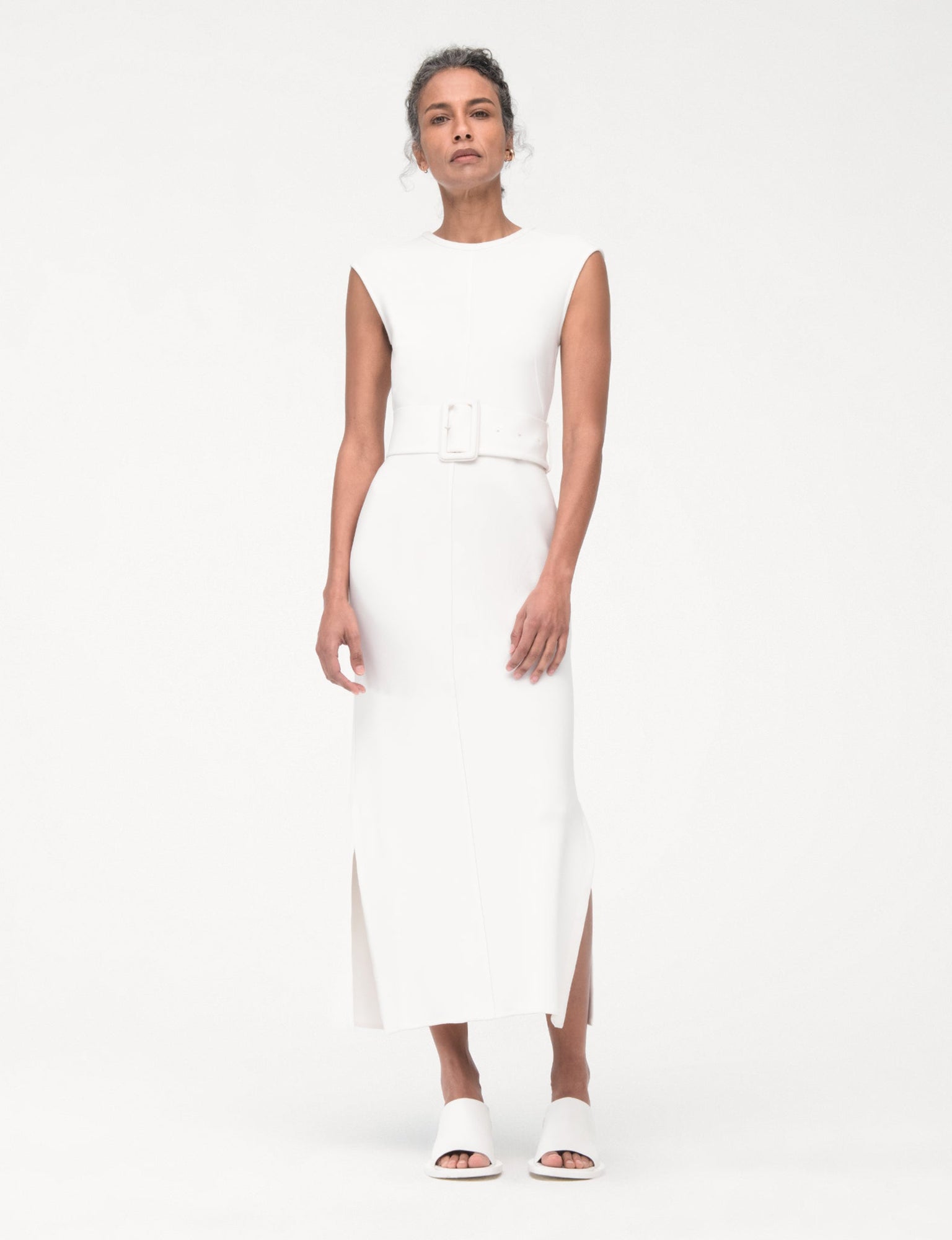 Women | Bias Belted Dress | White