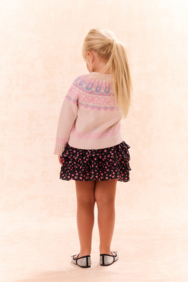 Girls Billie Cotton Floral Skirt | Pink Noir
