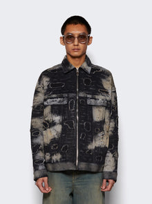 Men | Givenchy | Oversized Fit 4g Rivet Zip Denim Jacket Black And Beige