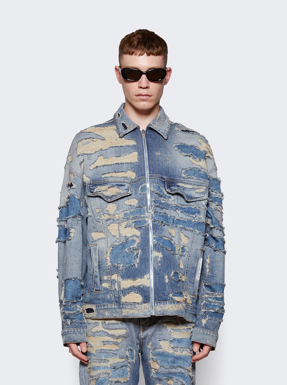 Men | Givenchy | Oversized Jacket In Rip And Repair Denim | Light Blue