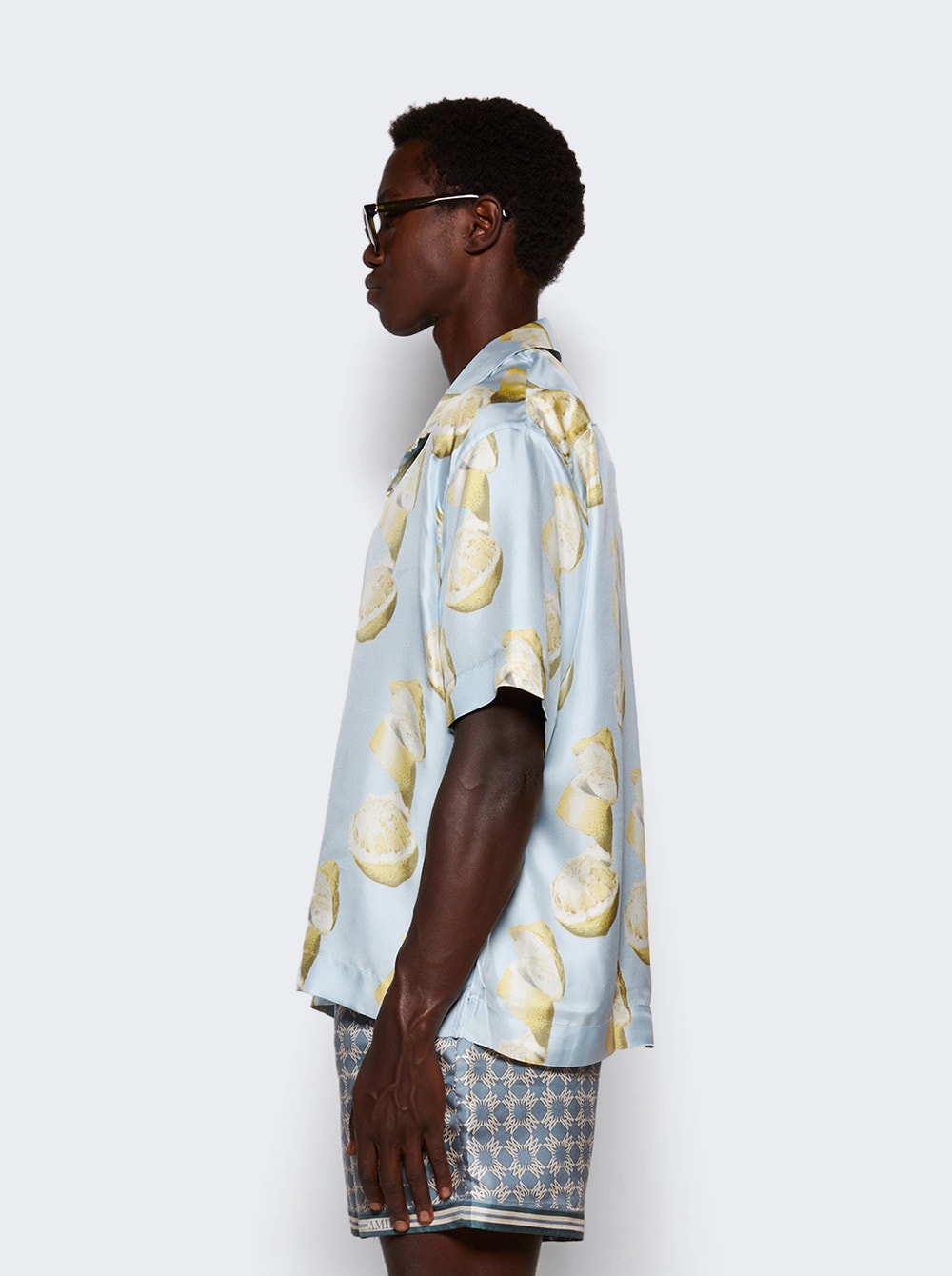Men | Givenchy | Lemon Print Bowling Shirt | Blue & Yellow