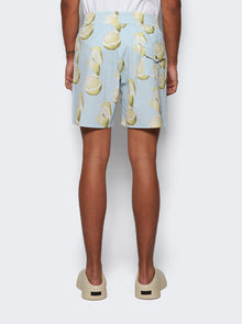 Men | Givenchy | Cotton Seersucker Swim Shorts Lemon Print | Blue