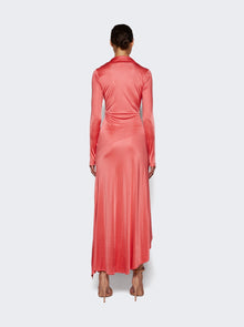 Givenchy | Long Sleeve Draped Dress | Coral