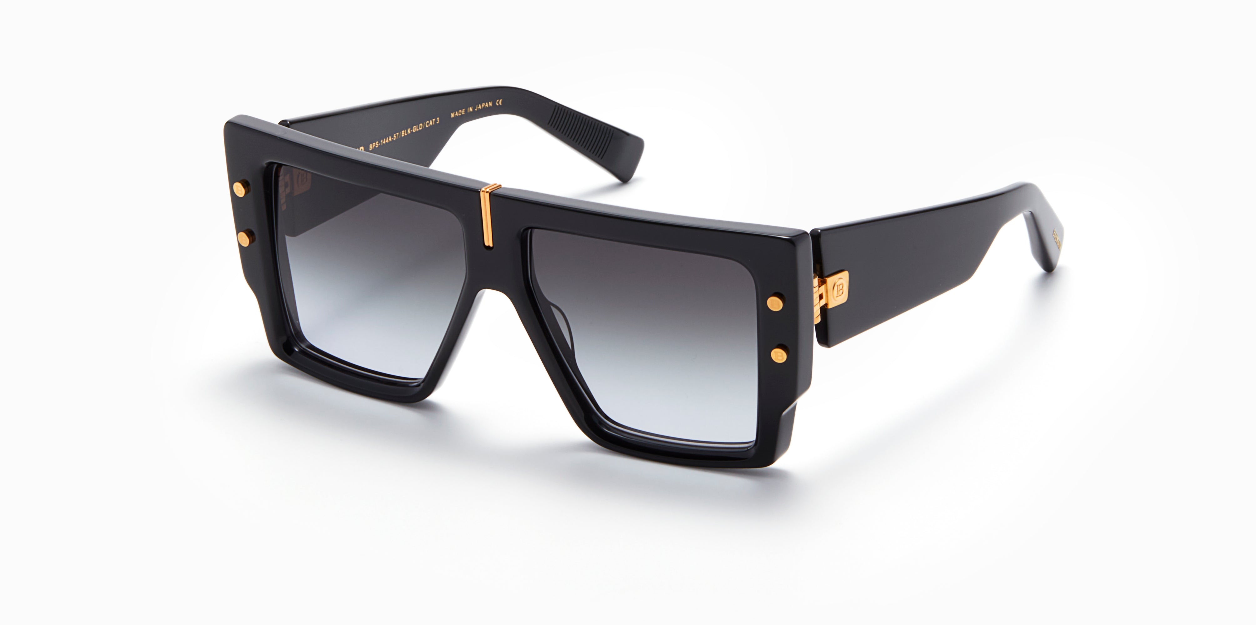 Unisex | B - Grand Sunglass | Black - Yellow Gold | Dark Grey Gradient