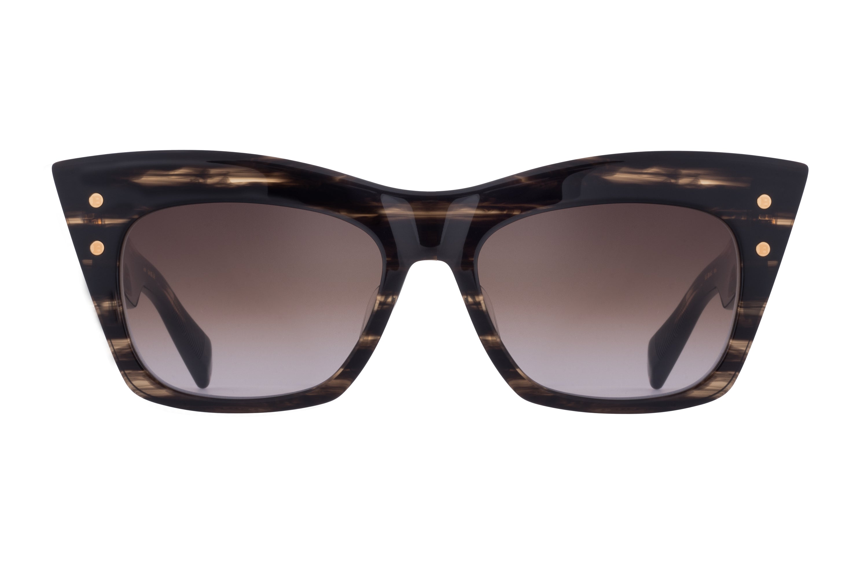 Womens | B - II Sunglass | Dark Brown Swirl - Gold | Dark Brown Gradient