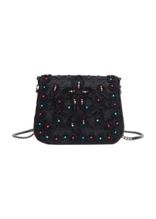 Beaded Textured Handbag | Black